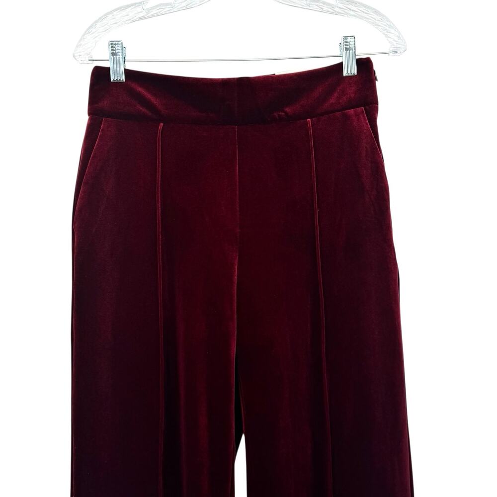 I.N.C. International Concepts Burgundy Red Pintuck Velvet Wide Leg Pants Size S - Picture 4 of 12